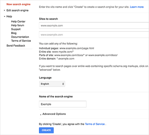 为您的WordPress网站创建新的Google自定义搜索引擎 