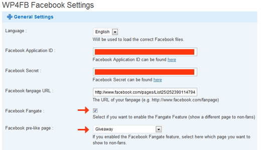 WP4FB Facebook设置 