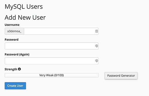 添加一个新的MySQL用户 