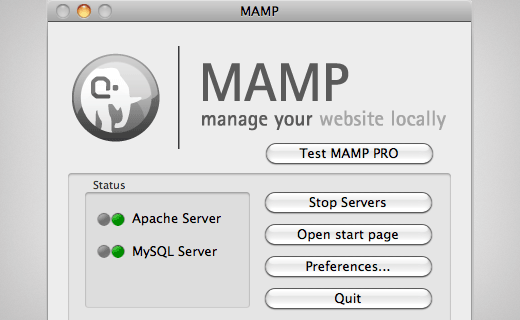 在Mac OS X中启动MAMP 