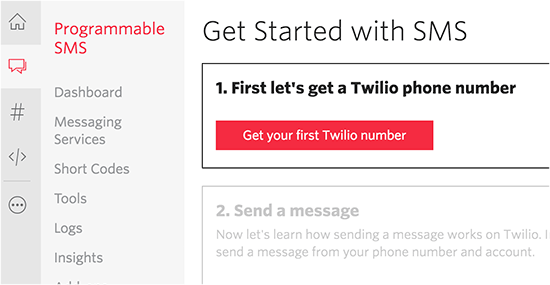 得到你的Twilio号码 