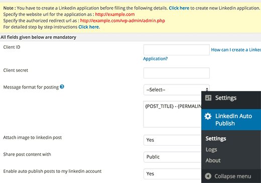 LinkedIn自动发布设置 