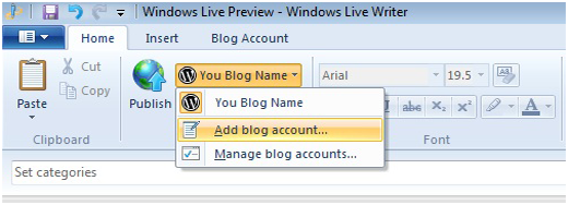 添加新的WordPress博客到Windows Live Writer 