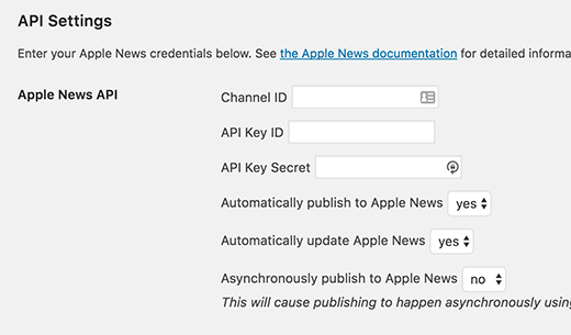 发布到Apple新闻设置 