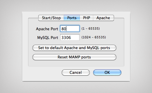 MAMP配置Apache和MySQL端口 