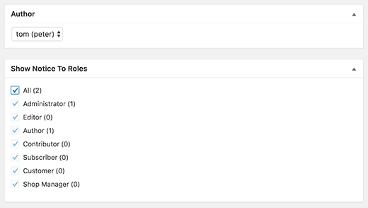 选择将看到通知的用户角色 