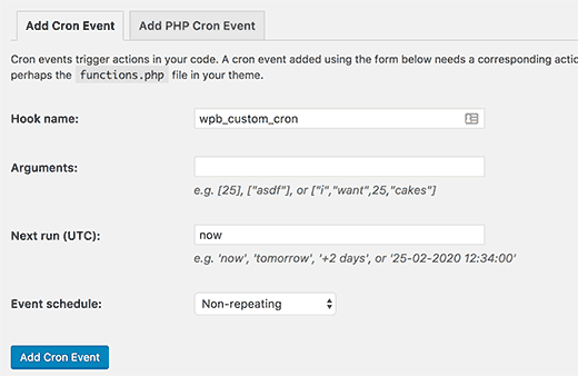 在WordPress中添加自定义cron事件 