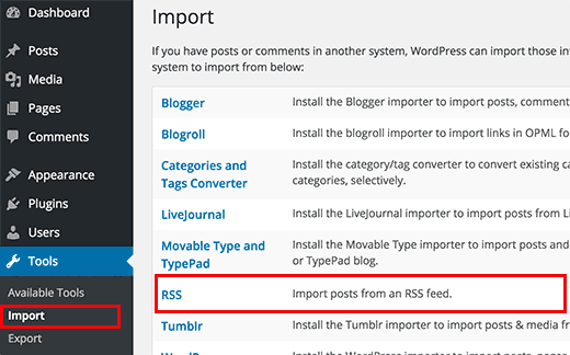 将中等RSS导入到WordPress 