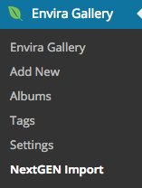在Envira Gallery下的NextGEN导入菜单 