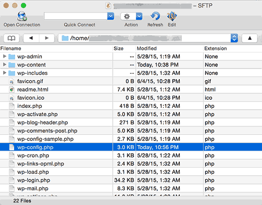 使用FTP客户端编辑wp-config.php文件 