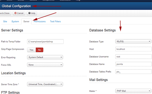 从Joomla Administration区域获取您的数据库设置 