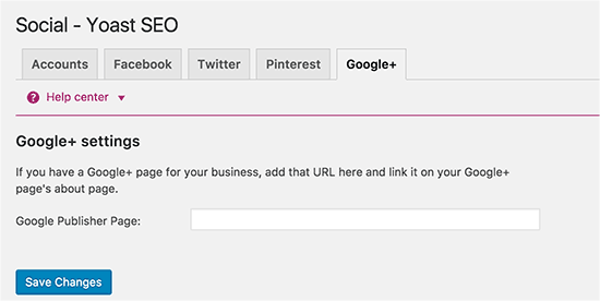 Yoast WordPress SEO  -  Google Plus设置 