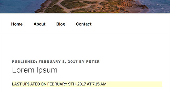 上次更新的日期在发布内容 